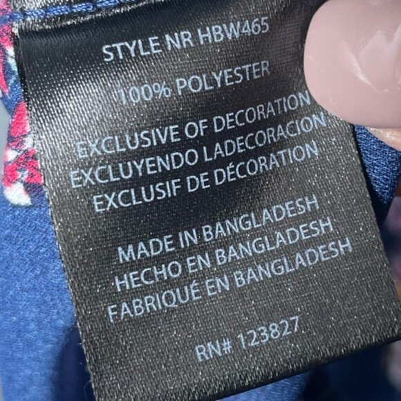 Harvé Benard Medium Tank Blouse Sleeveless Tops Floral Contemporary Shirt Navy M - Picture 8 of 8